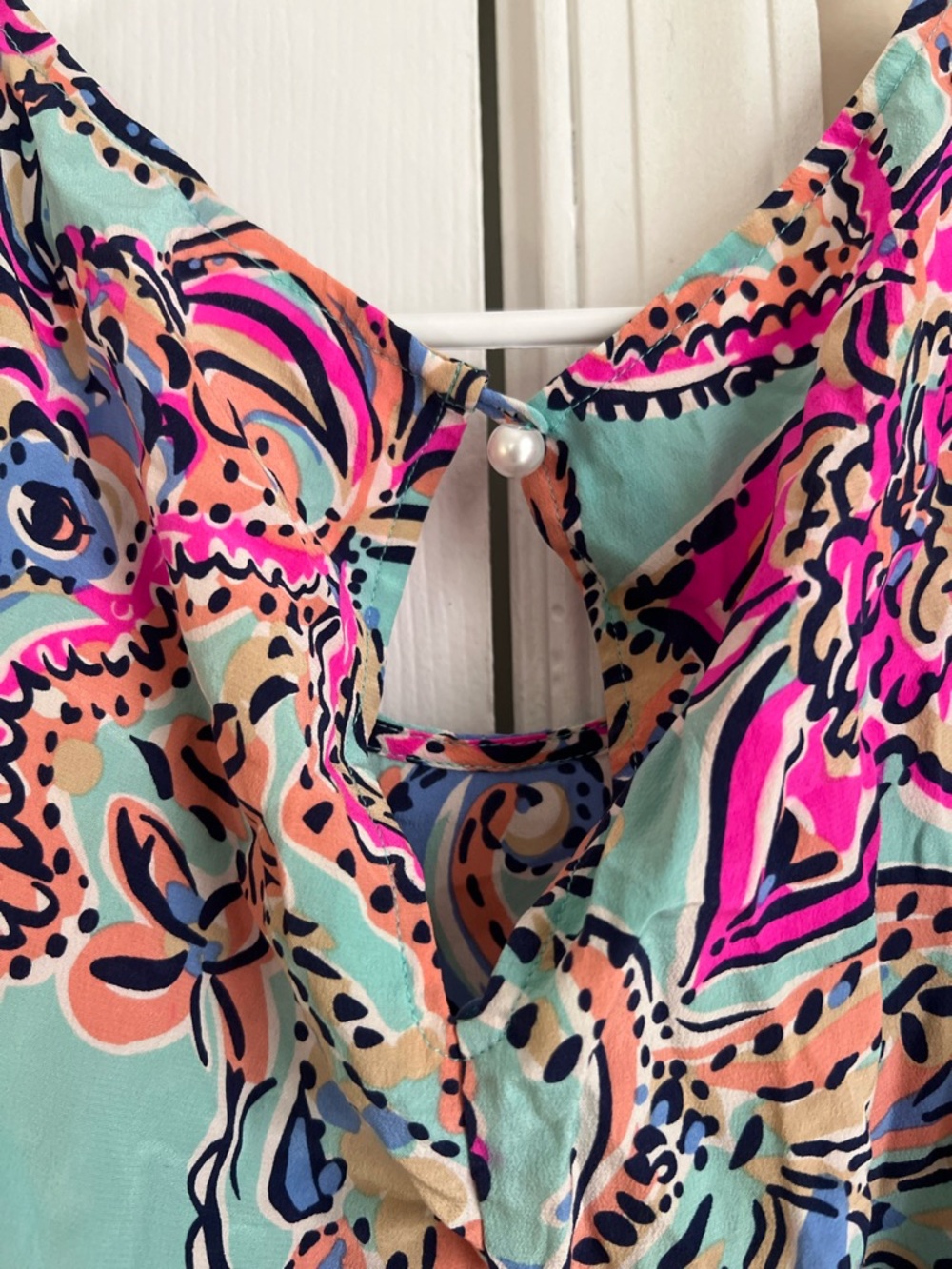 Lilly Pullitzer Pink & Blue Multicolor Floral Sleeveless Peplum Top Medium - Picture 4 of 6